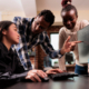 Side view of an employee receiving cybersecurity training